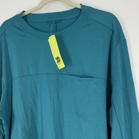 Men's XL All in Motion Ponte Crew Neck Sweatshirt Turquoise Blue NWT - Picture 5 of 8
